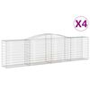 vidaXL arkveida gabiona grozi, 4 gb., 400x50x100/120cm, cinkota dzelzs