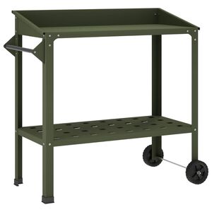vidaXL Podiņu galds ar riteņiem 96 x 50 x 89 cm Auksti velmēta tērauds