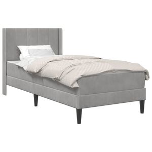 vidaXL Gultas rāmis ar matraci Gai&scaron;i pelēks 90 x 190 cm Samts