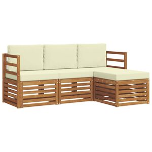 vidaXL Āra dīvānu komplekts ar spilvenu 4 pcs Dabisks un krējuma
