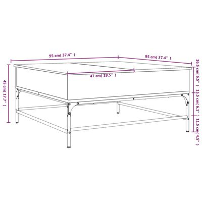 vidaXL kafijas galdiņš, brūna ozola, 95x95x45 cm, inženierijas koks