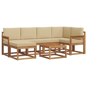 vidaXL Āra dīvānu komplekts ar spilvenu 7 pcs Dabisks un bē&scaron;s