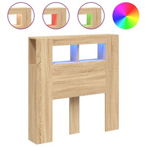 vidaXL gultas galvgalis ar LED, ozola krāsa, 100x18,5x103,5 cm, koks