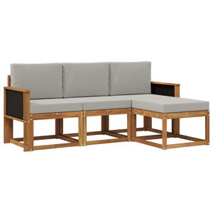 vidaXL Āra dīvānu komplekts ar spilvenu 4 pcs Dabīga un gai&scaron;i pelēka