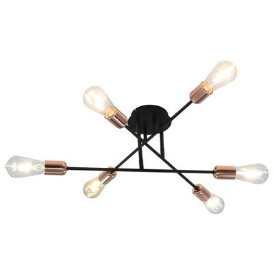 vidaXL griestu lampa ar kvēlspuldzēm, 2 W, E27, melnā un vara krāsā