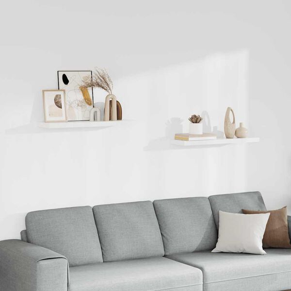 vidaXL sienas plaukti, 2 gab., balti, 80x23,5x3,8 cm, MDF