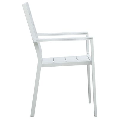 vidaXL dārza krēsli, 4 gab., balts HDPE, koka imitācija