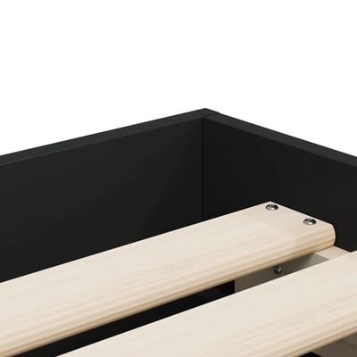 vidaXL gultas rāmis ar atvilktnēm, melns, 75x190 cm, inženierijas koks