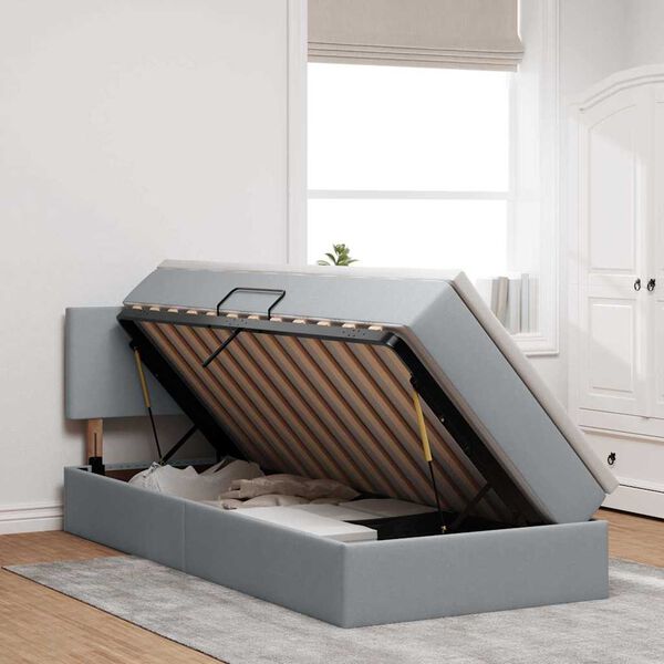 vidaXL Gulta ar uzglabā&scaron;anas vietu un matraci Gai&scaron;i pelēks 90 x 200 cm