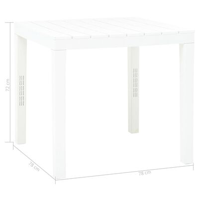 vidaXL dārza galds ar 2 soliem, balta plastmasa