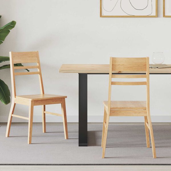 vidaXL Ēdamkrēsli 2 pcs Dabiska 43 x 54 x 89 cm Ciets gumijas koks