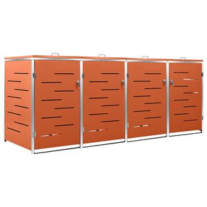 vidaXL 4-daļīga nojume atkritumu tvertnēm, 276,5x77,5x115cm, tērauds