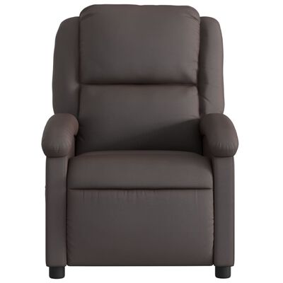 vidaXL masāžas krēsls, tumši brūna dabīgā āda