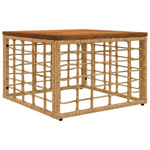 vidaXL Dārza galds Dabiska 55 x 55 x 37 cm PE Rattan un stikls