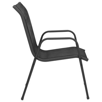 vidaXL dārza krēsli, 6 gab., tērauds un tekstilēns, melni