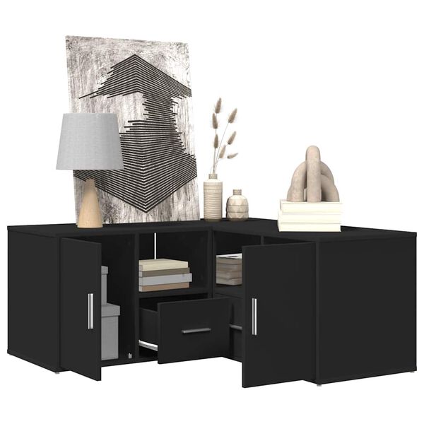 vidaXL stūra skapītis, melns, 160x40x45 cm, inženierijas koks