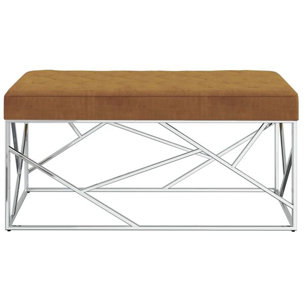 vidaXL sols, 97 cm, brūns samta audums un nerūsējo&scaron;s tērauds