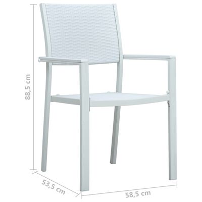 vidaXL dārza krēsli, 4 gab., balta plastmasa, pinuma dizains