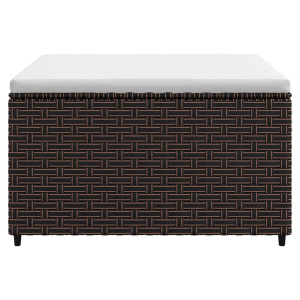 vidaXL dārza kāju soliņš ar spilveniem, brūna PE rotangpalma