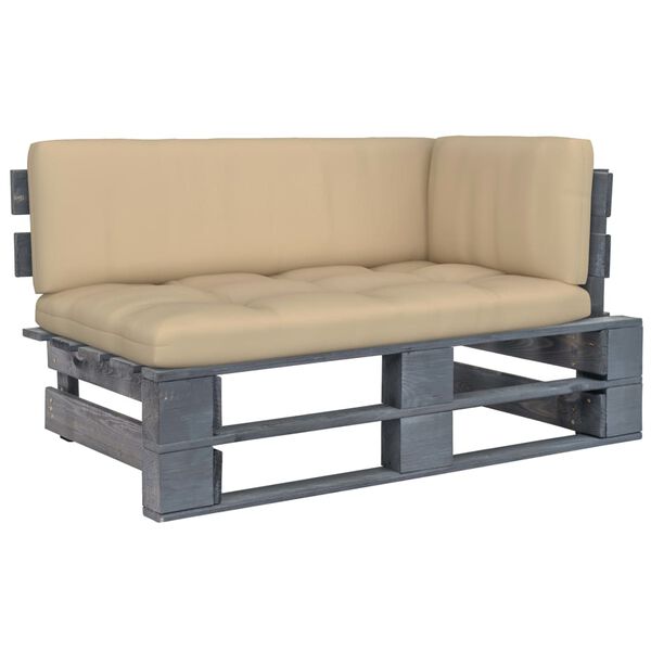 vidaXL dārza palešu stūra dīvāns, pelēks, impregnēts priedes koks