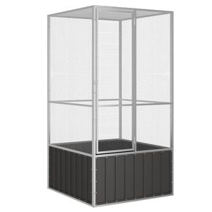 vidaXL putnu būris, antracītpelēks, 111x107x211,5 cm, cinkots tērauds