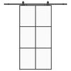 vidaXL bīdāmās durvis ar stiprinājumiem, melns, stikls, 102x205 cm