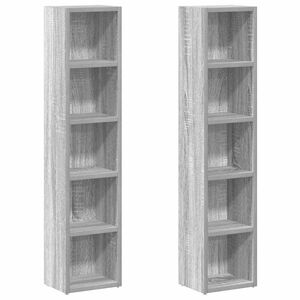 vidaXL CD plaukti, 2 gab., pelēcīgi, 21x16x93,5 cm, inženierijas koks