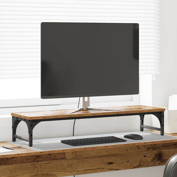 vidaXL Monitoru statīvs Vecs koks 85 x 23 x 15,5 cm Inženierijas koks