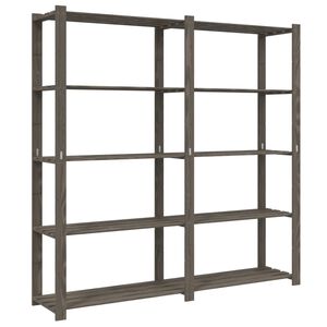 vidaXL 5-līmeņu glabā&scaron;anas plaukts, pelēka, 170x38x170cm, priedes koks
