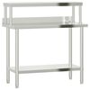 vidaXL virtuves darba galds ar plauktu, 110x55x120 cm, tērauds