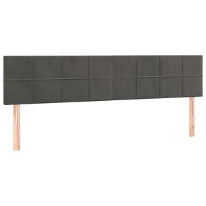 vidaXL gultas galvgaļi, tum&scaron;i pelēki, 180x5x78/88 cm, samts