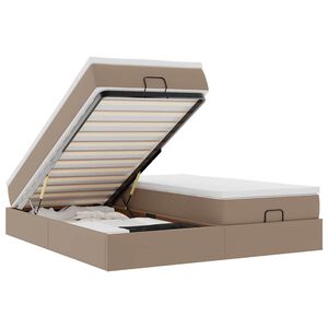 vidaXL Osmaņu gultas rāmis ar matračiem kapučīno 200x200cm