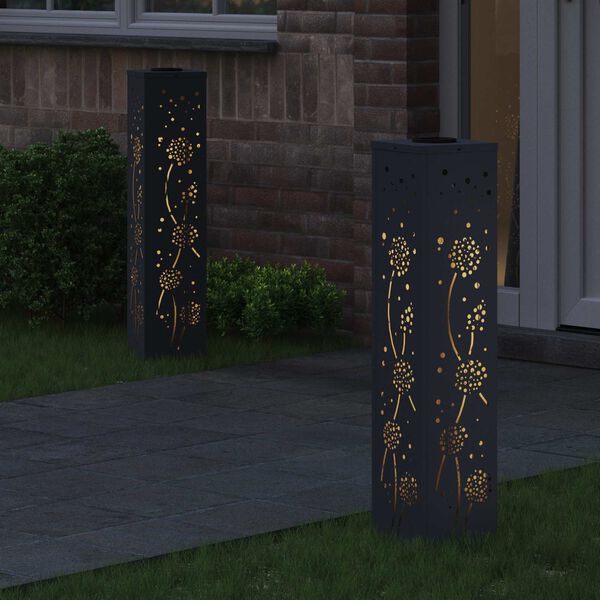 vidaXL Saules LED ceļa gaisma 2 pcs Antracīts Auksti velmēts tērauds