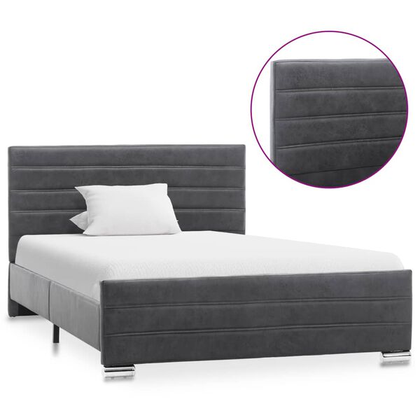 vidaXL gultas rāmis, pelēka mākslīgā zam&scaron;āda, 120x200 cm