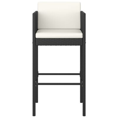 vidaXL bāra krēsli ar matračiem, 4 gab., melna PE rotangpalma