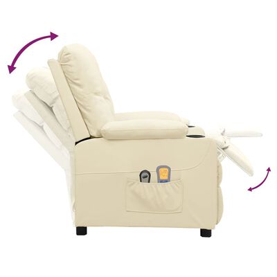vidaXL elektrisks masāžas krēsls, krēmkrāsas mākslīgā āda