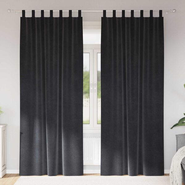 vidaXL Aptum&scaron;ojo&scaron;ie aizkari 2 pcs Tum&scaron;i pelēks 140 x 225 cm Samts