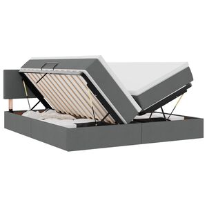 vidaXL Gulta ar galvas klāju Tum&scaron;i pelēks 180 x 200 cm audums