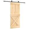 vidaXL Slīdo&scaron;ās durvis Dabiska un melna 85 x 210 cm Cieta priedes koks