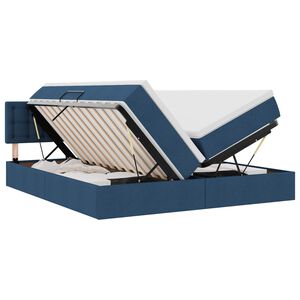 vidaXL LED uzglabā&scaron;anas gulta ar matraci Zila 180 x 200 cm Audums