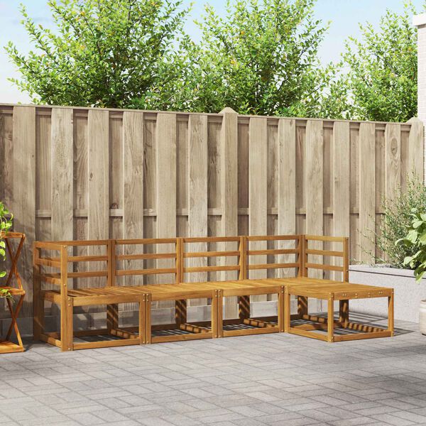 vidaXL Āra dīvānu komplekts 5 pcs Dabiska Cietā akācijas koks