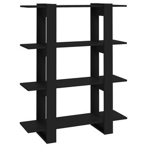 vidaXL grāmatu plaukts, aizslietnis, melns, 100x30x123,5 cm