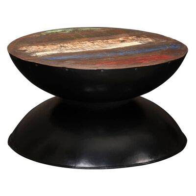 vidaXL kafijas galdiņš ar melnu pamatni, 60x60x33 cm, pārstrādāts koks
