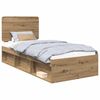 vidaXL Gultas rāmis Mākslīgā ozola 90 x 190 cm Ciets priedes koks