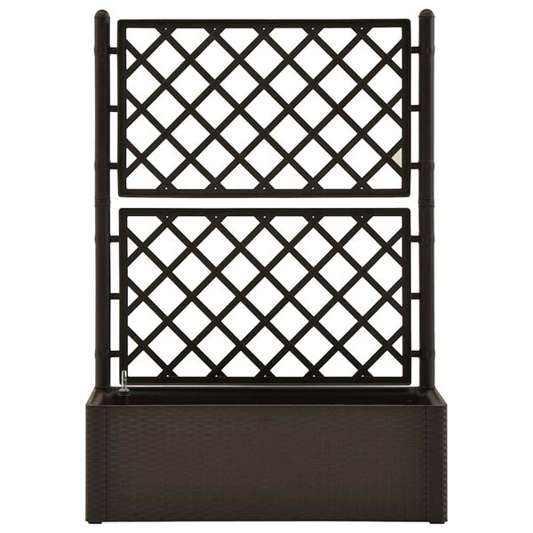 vidaXL puķu kaste ar špaleru, pelēkbrūna, pašlaistīšanas sistēma