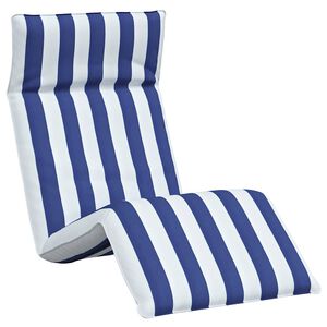 vidaXL saliekams sauļo&scaron;anās krēsls, zils un balts, 175x54x8,5 cm, oksfordas audums