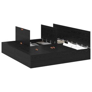 vidaXL Gultas ar uzglabāšanas vietu Melns ozolkoks 180 x 200 cm