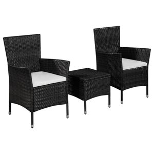 vidaXL 3-daļīgs bistro mēbeļu komplekts, PE rotangpalma, melns
