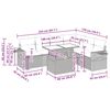 vidaXL 7-daļīgs dārza dīvāna komplekts, matrači, pelēka PE rotangpalma