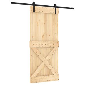 vidaXL Slīdo&scaron;ās durvis 90 x 210 cm Cieta priedes koks (neapstrādāts)